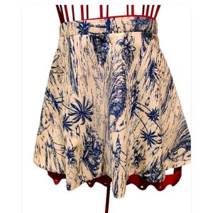 Hawaiian BIG WAVE PALM TREES BLUE &WHITE SWING SKIRT.ONE OF A KIND.Boho chic